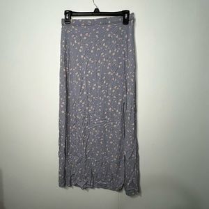 American Eagle Long Periwinkle Floral Skirt with Slit Size Small Summer Skirt